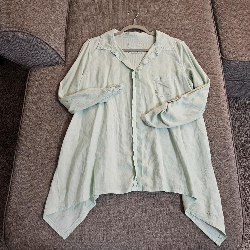 Calvin Klein Performance Mint Green Mixed Media Casual Longline Top Tunic Large